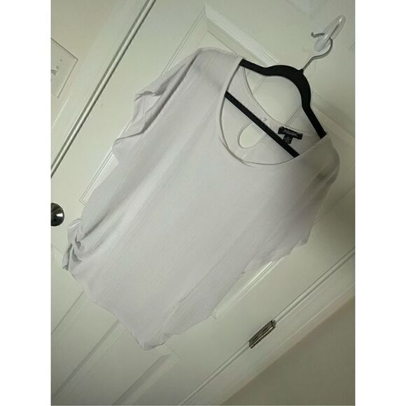 Rouge women’s 4X white ribbed cinched sides blouse - Picture 1 of 6